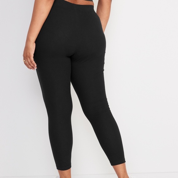 NWT OLD NAVY High-Waisted Rib-Knit Leggings 2-Pac Color: Black Jack - Picture 3 of 4